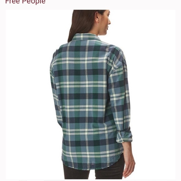 Free People | Loveland Plaid Frayed‎ Hem Shirt *NWT xs - Picture 2 of 9